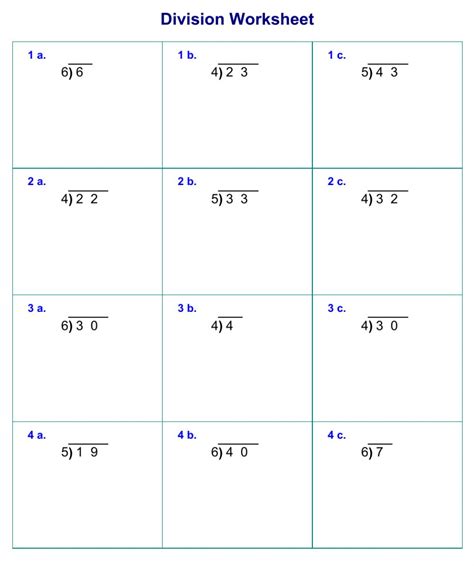 Single Digit Division Worksheets .